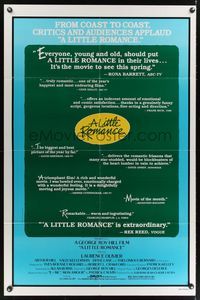 7e501 LITTLE ROMANCE style D 1sh '79 George Roy Hill's story of young lovers & man who helps them!