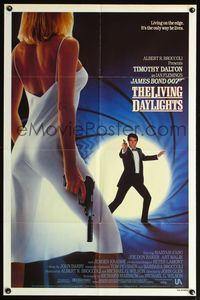 7e502 LIVING DAYLIGHTS 1sh '87 Timothy Dalton as James Bond & sexy Maryam d'Abo with gun!