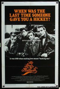 7e507 LORDS OF FLATBUSH 1sh '74 cool portrait of Fonzie, Rocky, & Perry as greasers in leather!