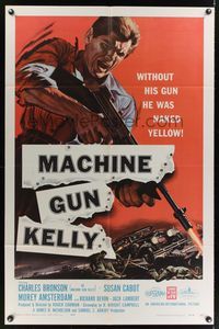 7e520 MACHINE GUN KELLY 1sh '58 cool art of Charles Bronson, Roger Corman, AIP