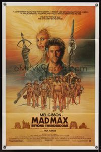 7e522 MAD MAX BEYOND THUNDERDOME 1sh '85 art of Mel Gibson & Tina Turner by Richard Amsel!