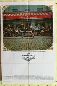 7e526 MADWOMAN OF CHAILLOT int'l 1sh '69 Katharine Hepburn & other cast members outside cafe!