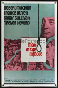 7e538 MAN IN THE MIDDLE 1sh '64 Robert Mitchum, France Nuyen, Barry Sullivan, Trevor Howard