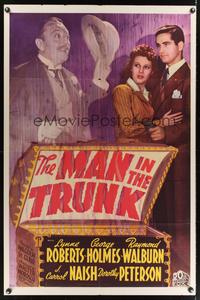 7e541 MAN IN THE TRUNK 1sh '42 ghost Raymond Walburn helps Holmes & Roberts find his murderer!