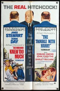 7e546 MAN WHO KNEW TOO MUCH /TROUBLE WITH HARRY 1sh '63 Alfred Hitchcock double-bill!