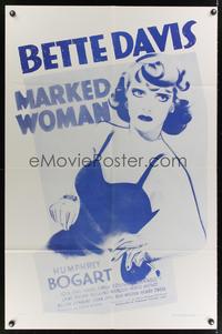 7e555 MARKED WOMAN 1sh R56 Bette Davis two-timing her way to love with Humphrey Bogart!