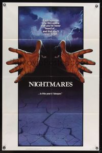 7e667 NIGHTMARES 1sh '83 cool sci-fi horror art of faceless man reaching forward!