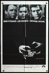 7e672 NO WAY TO TREAT A LADY 1sh '68 Rod Steiger, Lee Remick & George Segal!