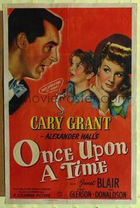 7e693 ONCE UPON A TIME style A 1sh '44 close-ups of Cary Grant & Janet Blair!