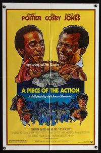 7e716 PIECE OF THE ACTION 1sh '77 great Drew Struzan art of Sidney Poitier & Bill Cosby!