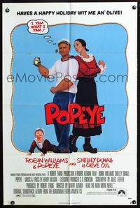 7e720 POPEYE 1sh '80 Robert Altman, Robin Williams & Shelley Duvall as E.C. Segar's characters!