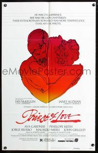 7e726 PRIEST OF LOVE 1sh '81 Ian McKellen as D.H. Lawrence, Janet Suzman, Brown art!
