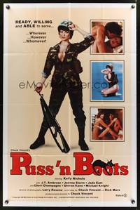 7e734 PUSS 'N BOOTS 1sh '83 military sexploitation, ready, willing, and able to serve!