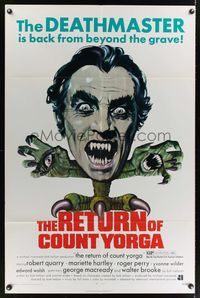 7e745 RETURN OF COUNT YORGA 1sh '71 Robert Quarry, AIP vampires, wild monster art!