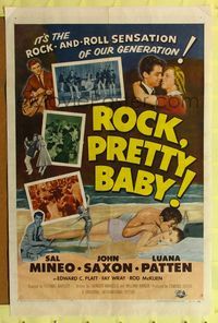 7e760 ROCK PRETTY BABY 1sh '57 Sal Mineo, it's the rock 'n roll sensation of our generation!