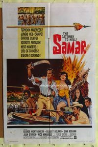 7e770 SAMAR 1sh '62 action art of George Montgomery, the gateway to Hell!