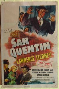 7e771 SAN QUENTIN style A 1sh '47 Lawrence Tierney, Barton MacLane, Marian Carr, film noir!