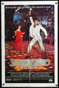 7e775 SATURDAY NIGHT FEVER rated r 1sh '77 best image of disco dancer John Travolta!