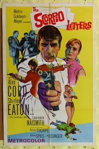 7e779 SCORPIO LETTERS 1sh '67 Richard Thorpe, cool art of Alex Cord with pistol!