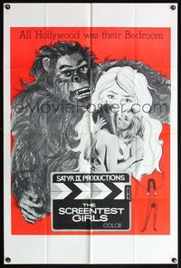 7e780 SCREENTEST GIRLS 1sh '69 Zoltan G. Spencer directed, wild art of gorilla & girls!