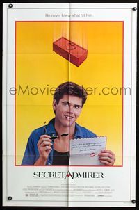 7e783 SECRET ADMIRER 1sh '85 C. Thomas Howell about to get hit with brick!