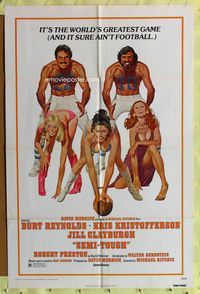 7e789 SEMI-TOUGH 1sh '77 Burt Reynolds, Kris Kristofferson, sexy girls & football art by McGinnis!