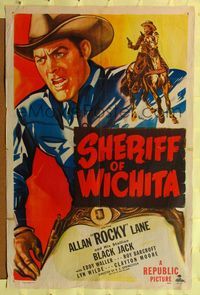 7e803 SHERIFF OF WICHITA 1sh '49 cool artwork of Sheriff Allan Rocky Lane w/stallion Black Jack!