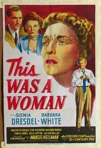 7e895 THIS WAS A WOMAN 1sh '48 Tim Whelan directed, Sonia Dresdel is a psycho killer!