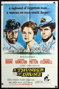 7e899 THUNDER OF DRUMS 1sh '61 art of Richard Boone, George Hamilton & Luana Patten, Civil War!