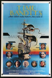 7e902 TIME BANDITS 1sh '81 John Cleese, Sean Connery, art by director Terry Gilliam!