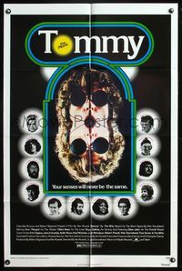 7e906 TOMMY 1sh '75 The Who, Roger Daltrey, rock & roll, cool mirror image!