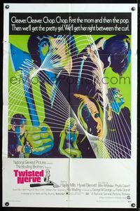 7e928 TWISTED NERVE 1sh '69 Hayley Mills, Roy Boulting English horror, cool psychadelic art!
