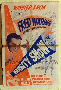 7e944 VARSITY SHOW 1sh R42 Fred Waring and His Pennsylvanians, Priscilla & Rosemary Lane!