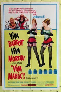 7e949 VIVA MARIA style B 1sh '66 Louis Malle, sexiest French babes Brigitte Bardot & Jeanne Moreau!