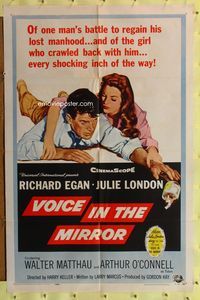 7e950 VOICE IN THE MIRROR 1sh '58 alcoholic Richard Egan & his long-suffering supportive sexy wife!