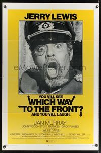 7e972 WHICH WAY TO THE FRONT 1sh '70 wacky c/u of Jerry Lewis as German general w/monocle!