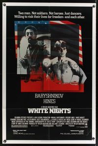 7e975 WHITE NIGHTS 1sh '85 starring Russian ballet dancer Mikhail Baryshnikov, Gregory Hines!