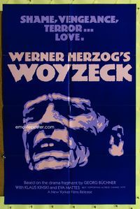 7e989 WOYZECK arthouse 1sh '79 Werner Herzog directed, close up of crazed Klaus Kinski!