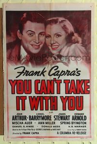 7e991 YOU CAN'T TAKE IT WITH YOU 1sh R48 Frank Capra, Jean Arthur, Lionel Barrymore