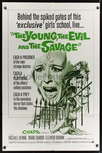 7e997 YOUNG, THE EVIL & THE SAVAGE 1sh '68 Michael Rennie, sexy horror art from Italian giallo!