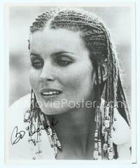 7f022 BO DEREK signed repro 8x10 '70s great super close portrait showing her corn rows!