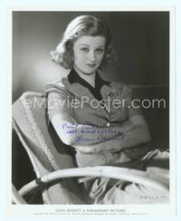 7f056 JOAN BENNETT signed repro 8x10 '38 great seated portrait with arms crossed!