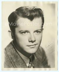7f073 LON MCCALLISTER deluxe signed 8x10 still '40s super young close teen portrait in suit & tie!