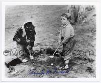 7f100 SPANKY McFARLAND signed repro 8x10 still '70s great portrait playing golf with chimp caddy!