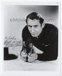 7f109 VICTOR JORY signed repro 8x10 '70s great close portrait on ground with two guns!