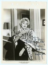 7f116 ZSA ZSA GABOR signed key book still '58 from Country Music Holiday, wearing leopard shawl!