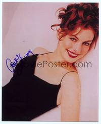 7f122 ANNE HATHAWAY signed color repro 8x10 '00s great close up smiling portrait!