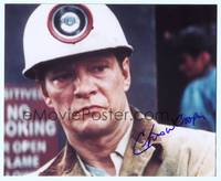 7f129 CHRIS COOPER signed color repro 8x10 '03 super close up scowling wearing hard hat!