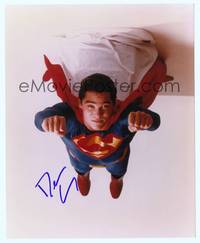 7f135 DEAN CAIN signed color repro 8x10 '00s cool fx image of him flying as Superman in mid-air!