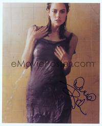 7f136 DENISE RICHARDS signed color repro 8x10 '00s standing in shower in see-through neglege!